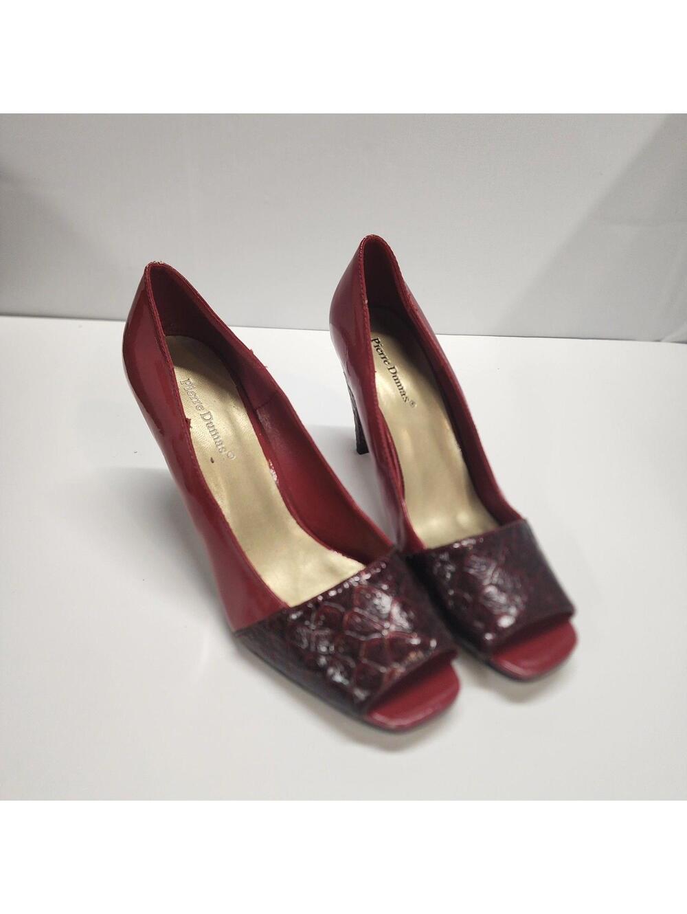 EUC pierre dumas red open toe heels 9 m